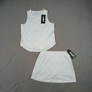 NWT Prince Girls Fashion Print Tennis Skort & Top Set White Size Large (14)